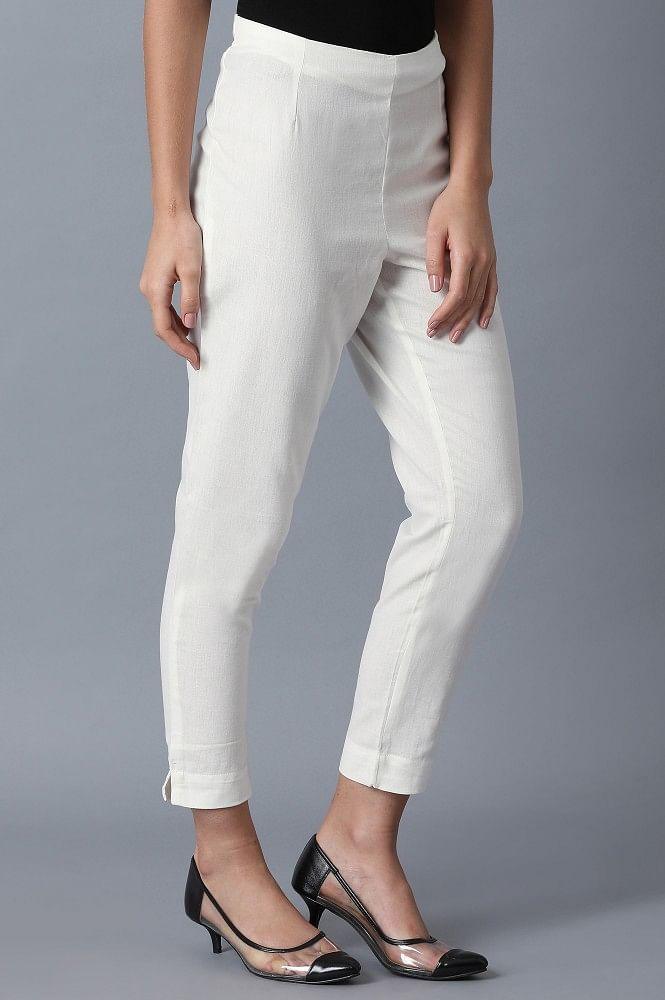 White Fitted Pants - wforwoman
