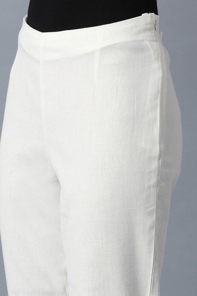 White Fitted Pants - wforwoman