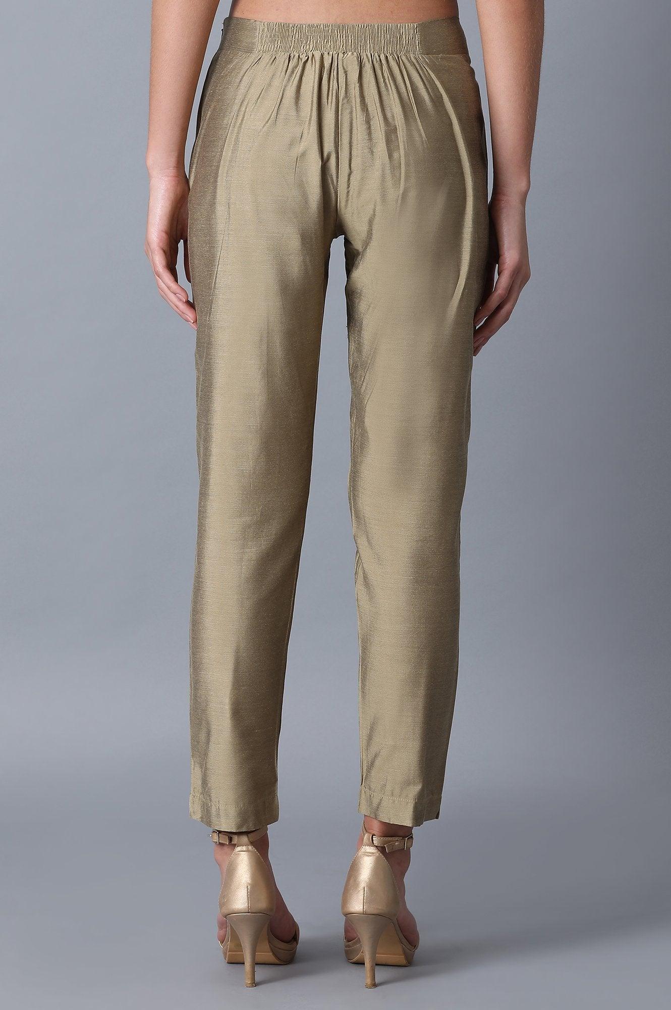 Beige Cropped Trousers - wforwoman