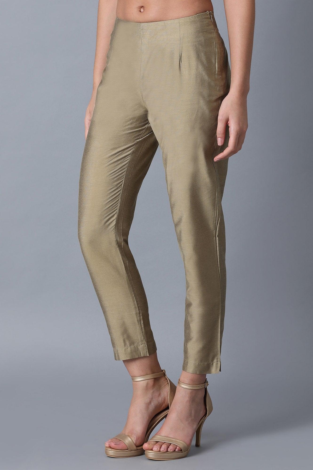 Beige Cropped Trousers - wforwoman