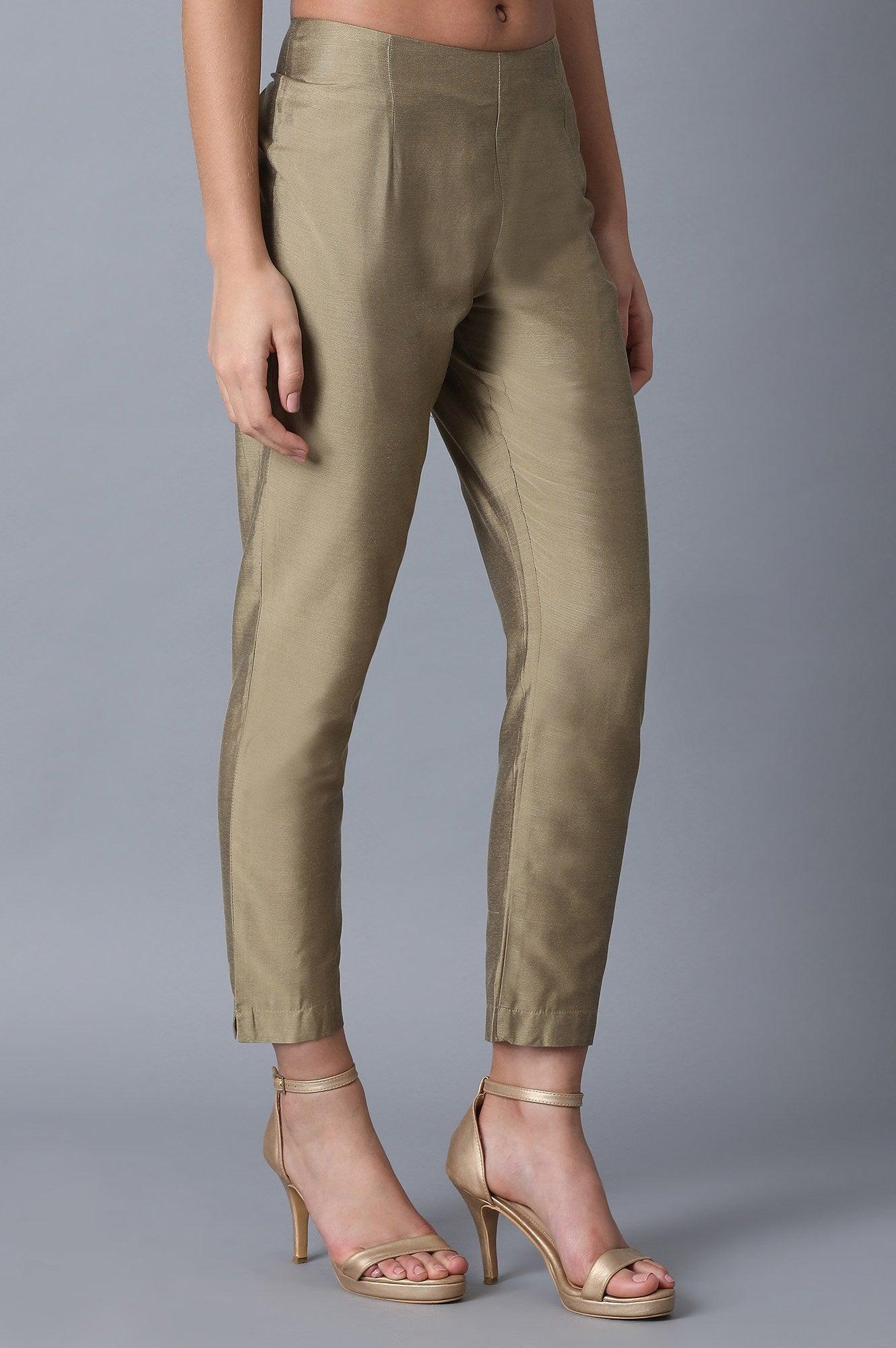Beige Cropped Trousers - wforwoman