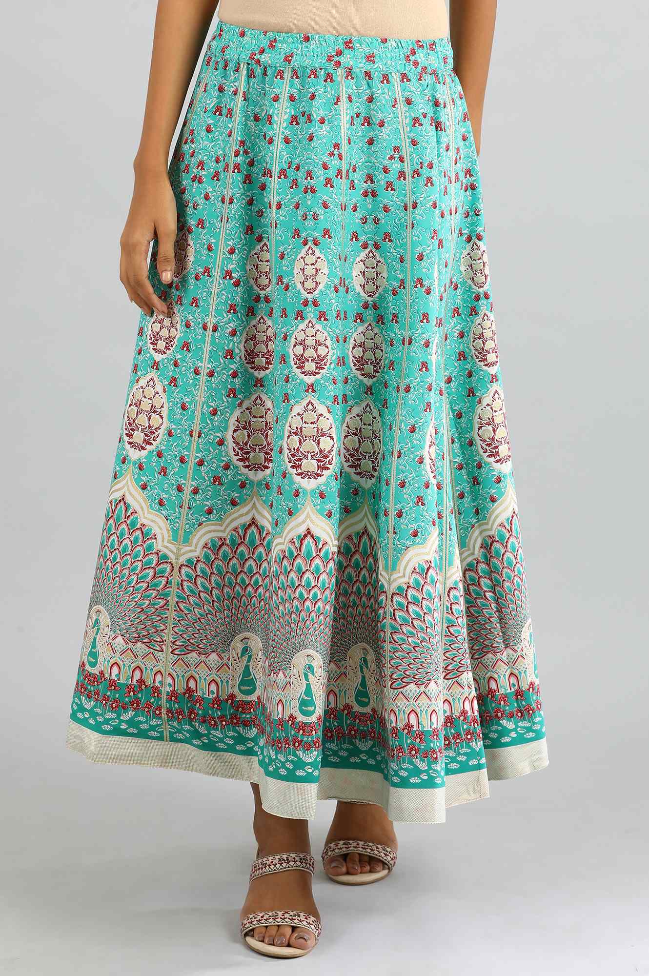 Teal Printed Skirt