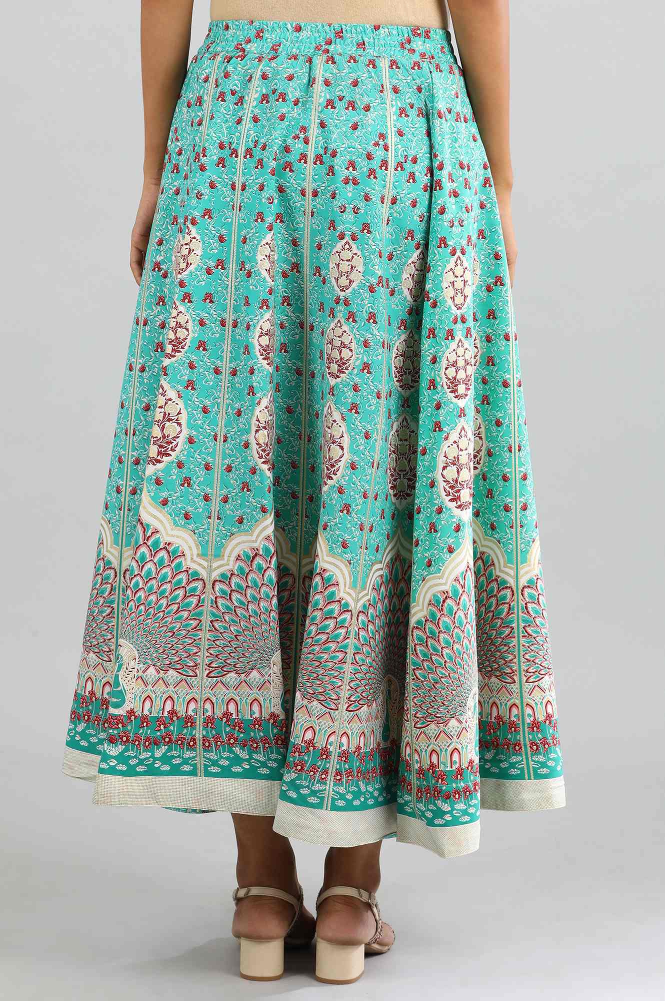 Teal Printed Skirt