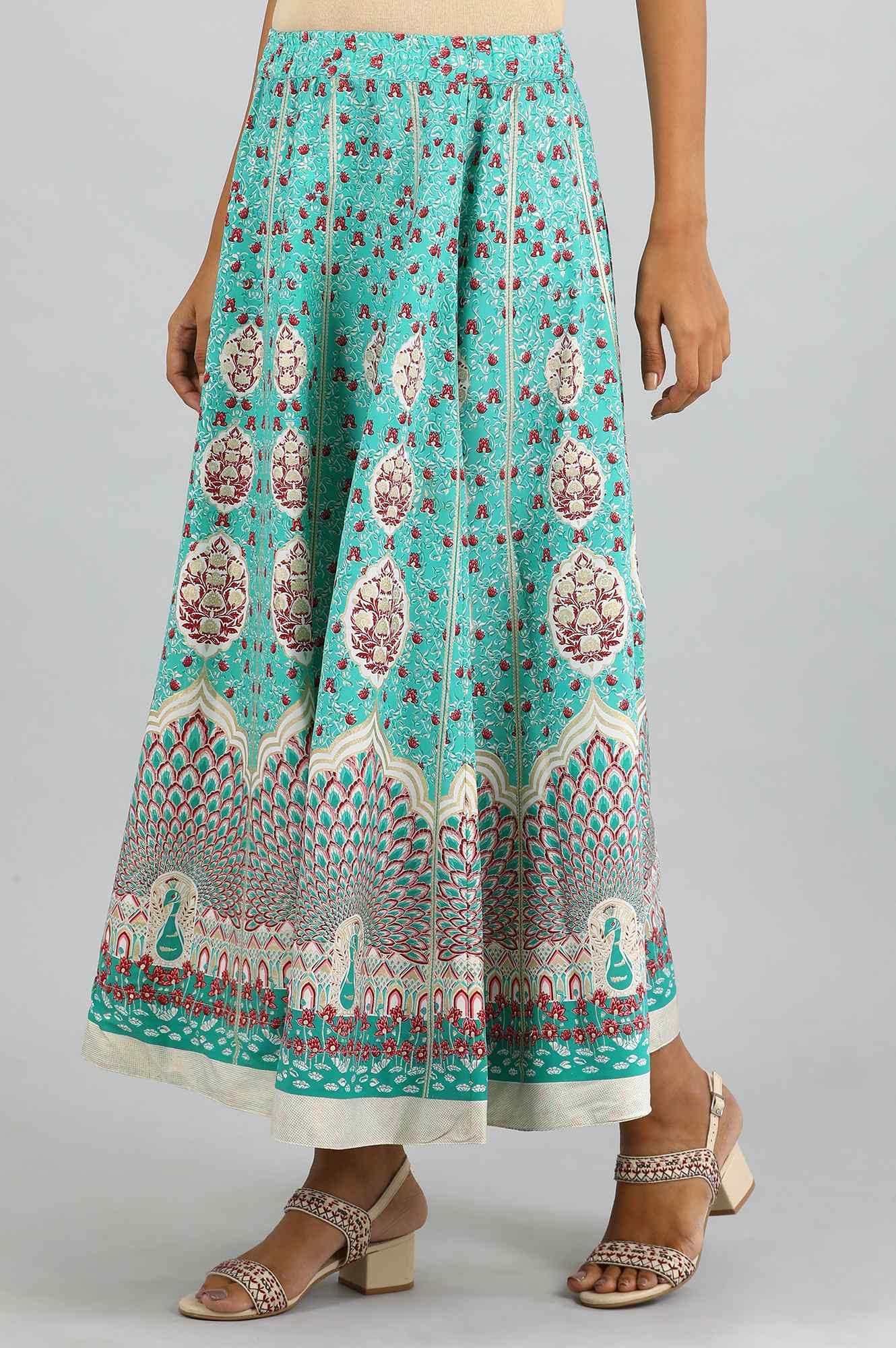 Teal Printed Skirt