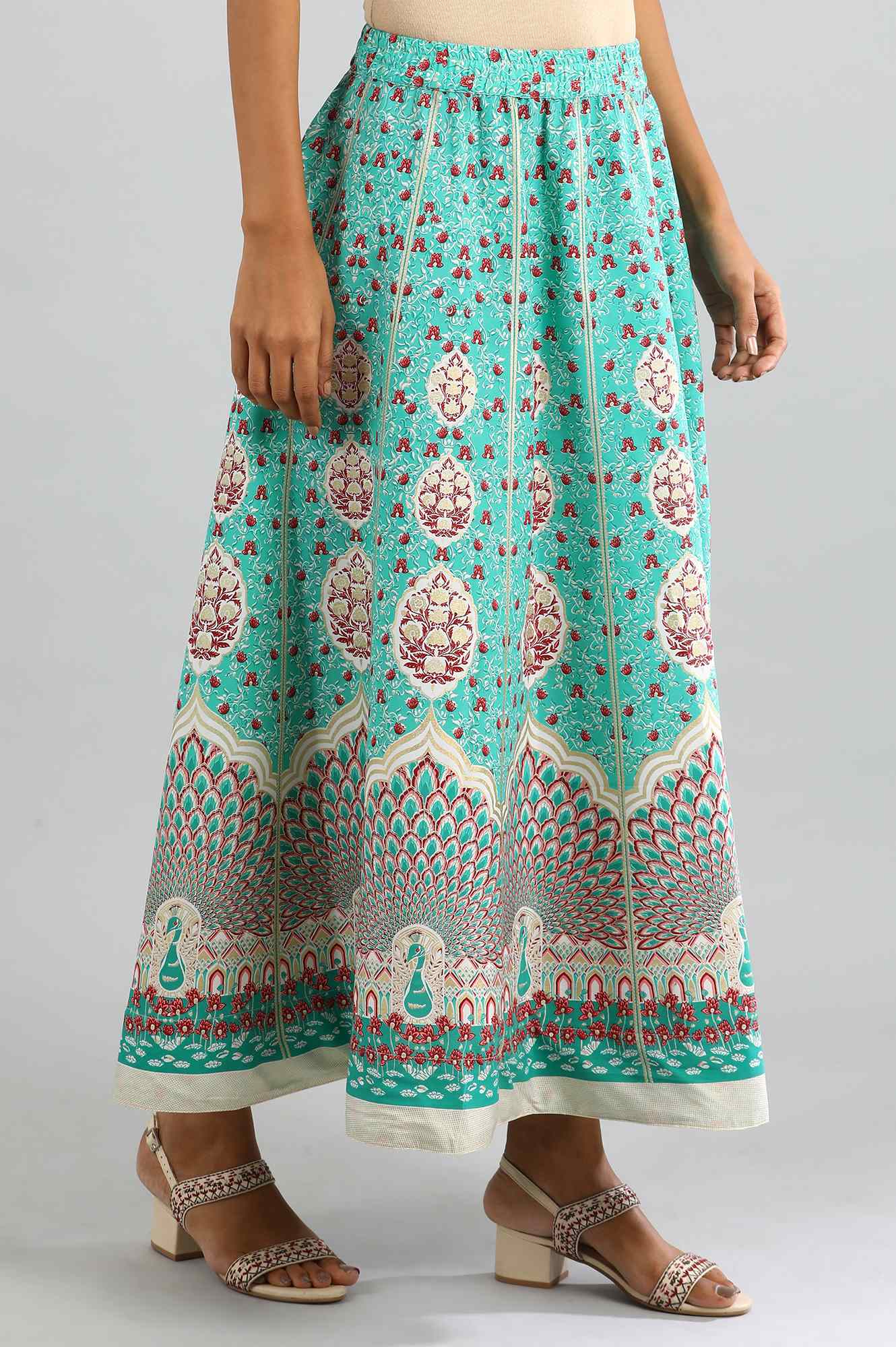 Teal Printed Skirt