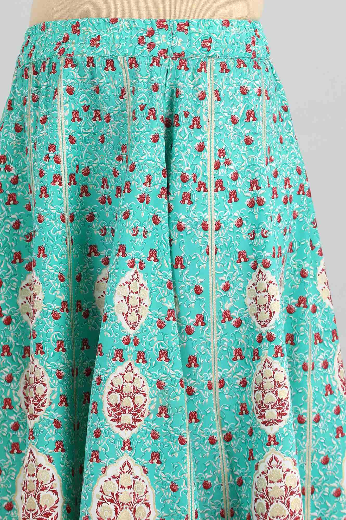 Teal Printed Skirt