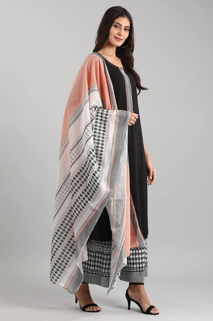 Black Cotton kurta with Palazzo and Dupatta