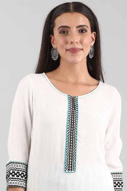 White Cotton kurta with Palazzo and Dupatta