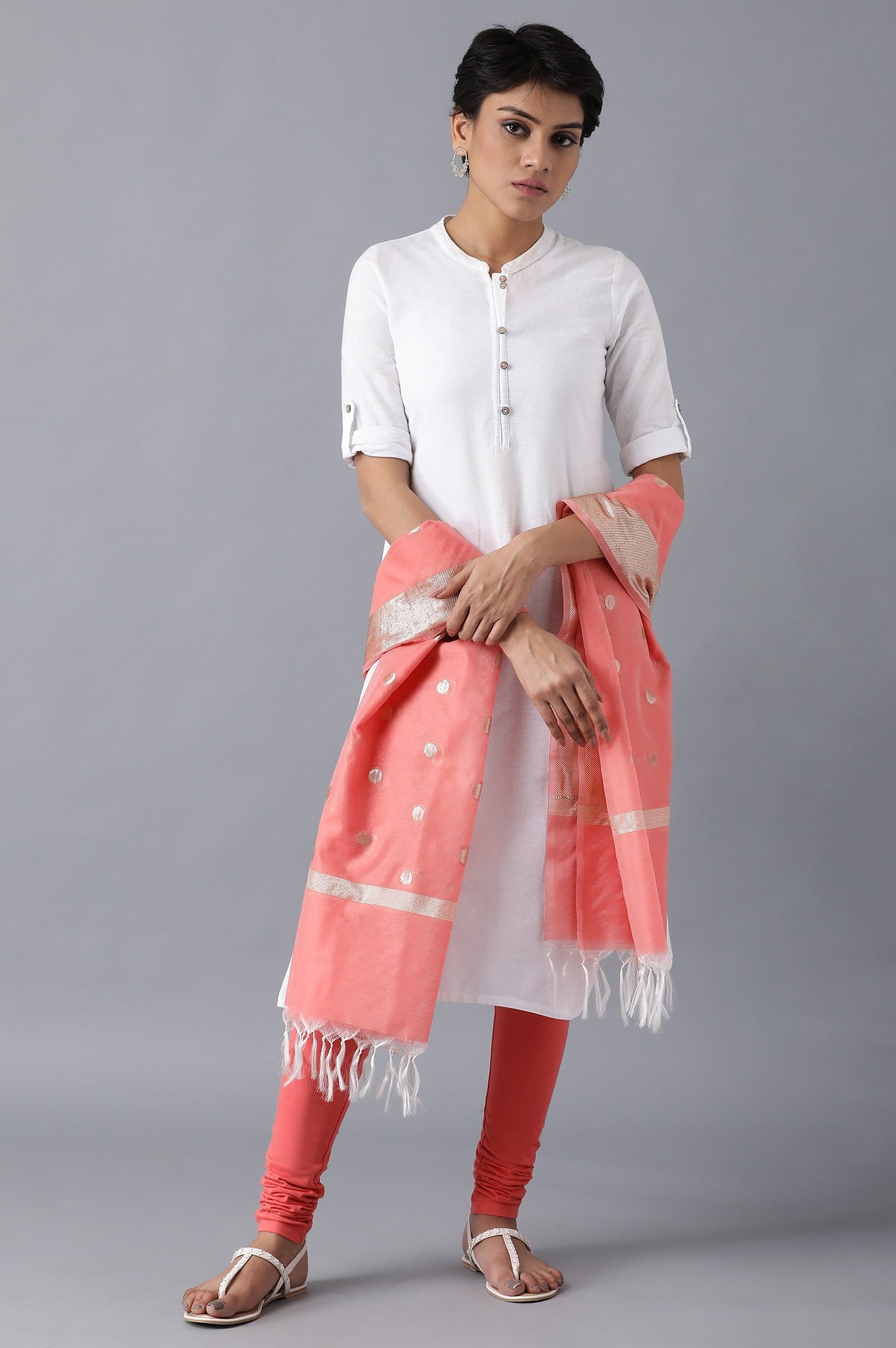 Peach Cotton Dupatta