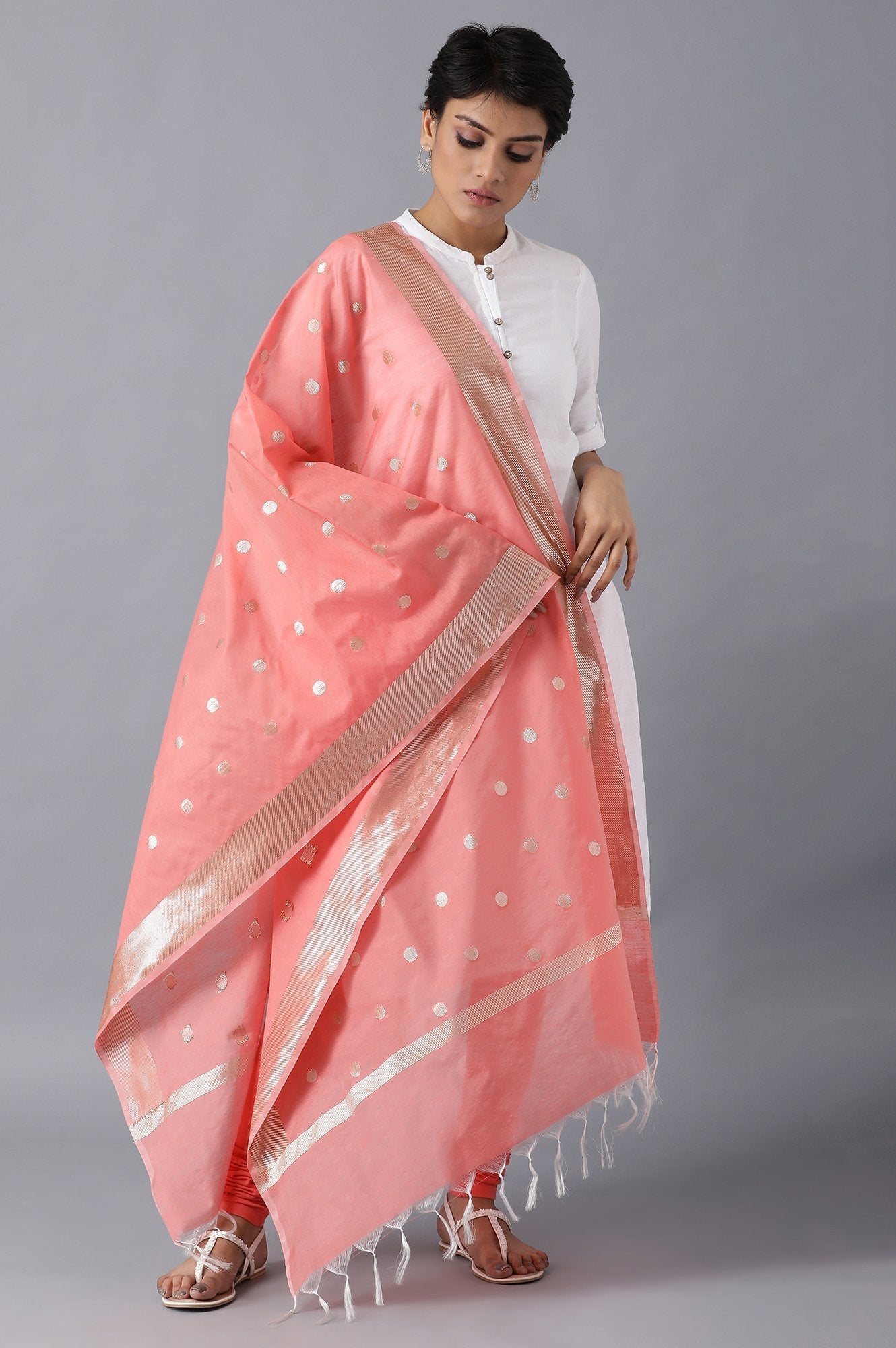 Peach Cotton Dupatta