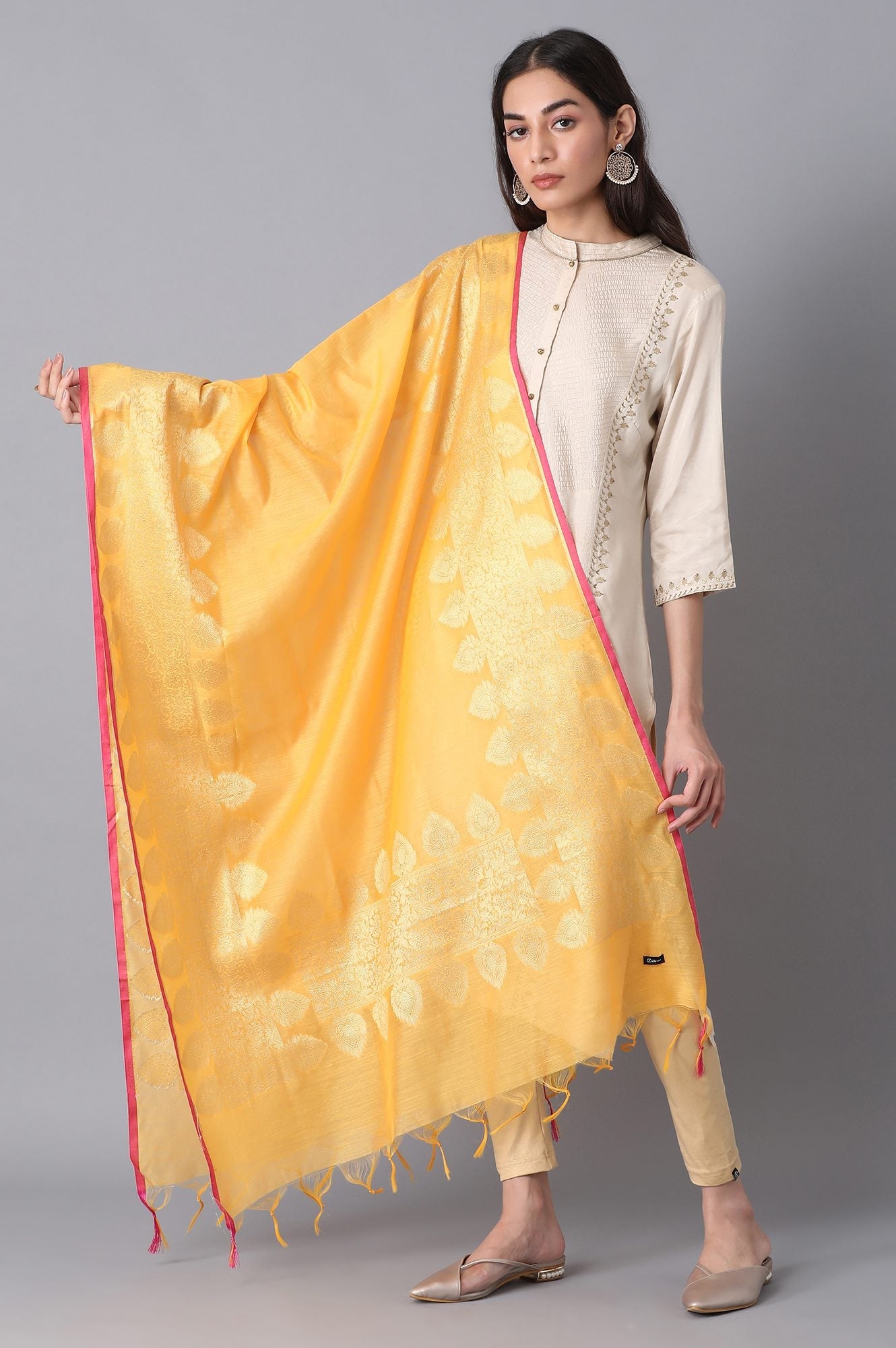 Yellow Banaras Jacquard Dupatta