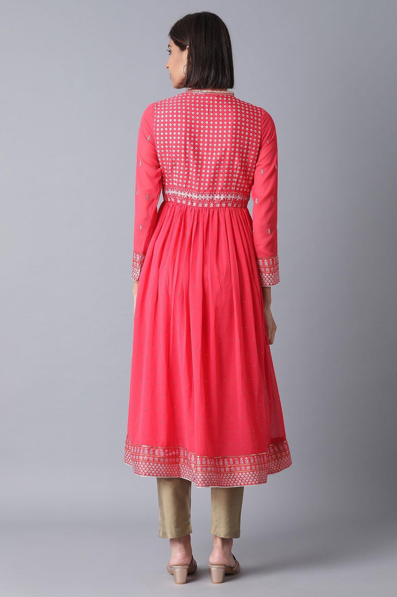 Coral Pink Flared kurta - wforwoman