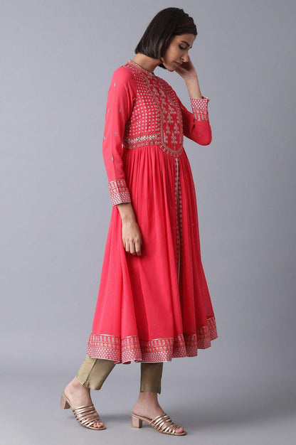 Coral Pink Flared kurta - wforwoman