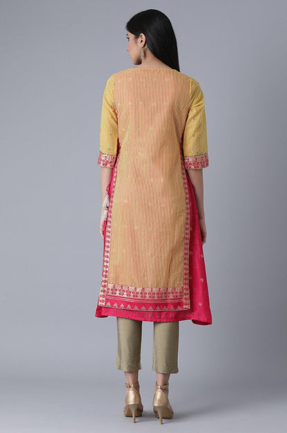 Mustard Yellow Embroidered kurta - wforwoman