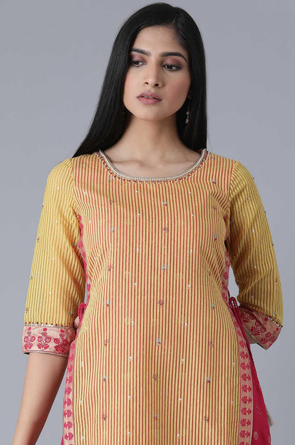 Mustard Yellow Embroidered kurta - wforwoman