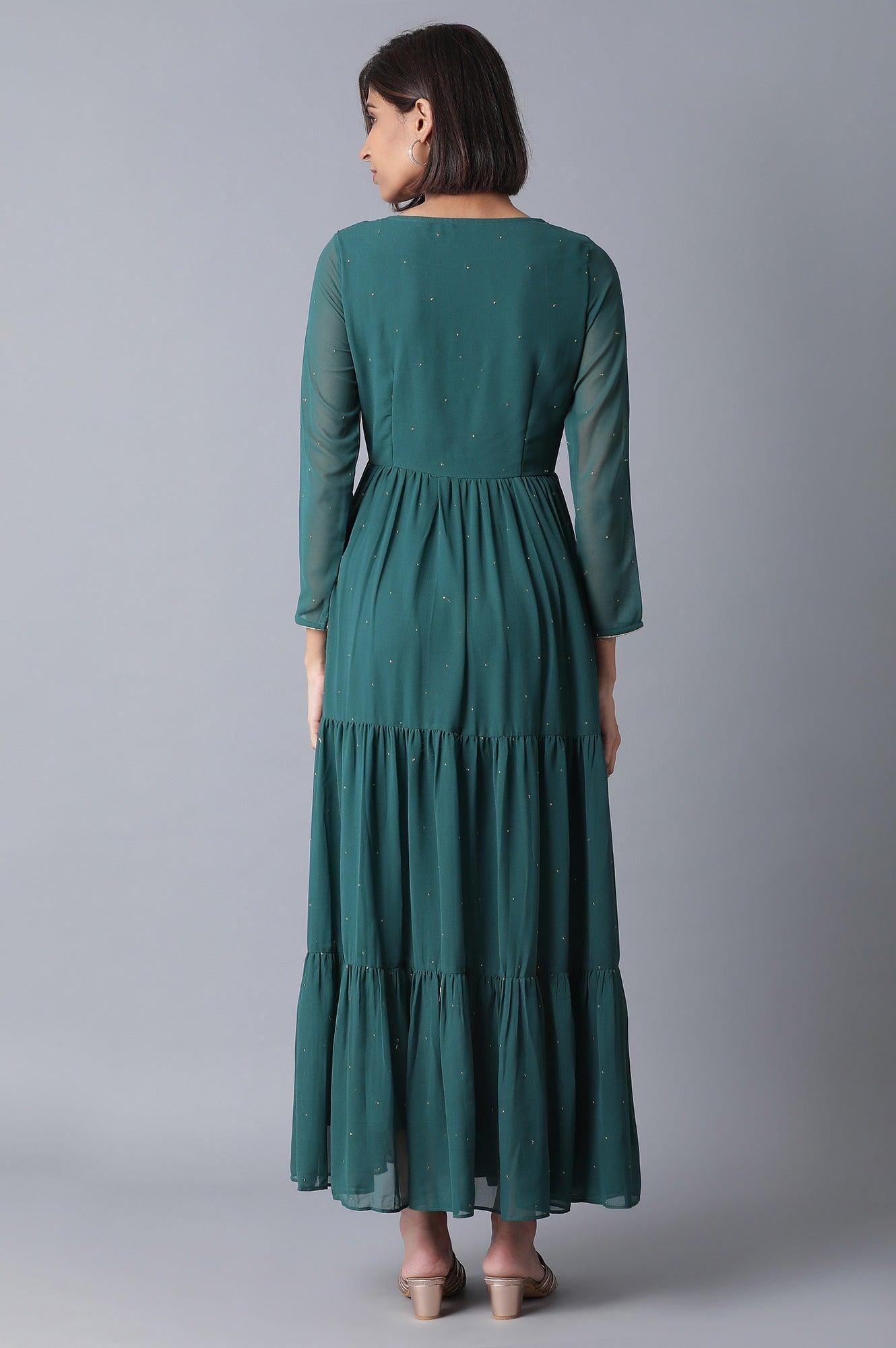 Green Tiered Dress - wforwoman