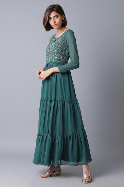 Green Tiered Dress - wforwoman