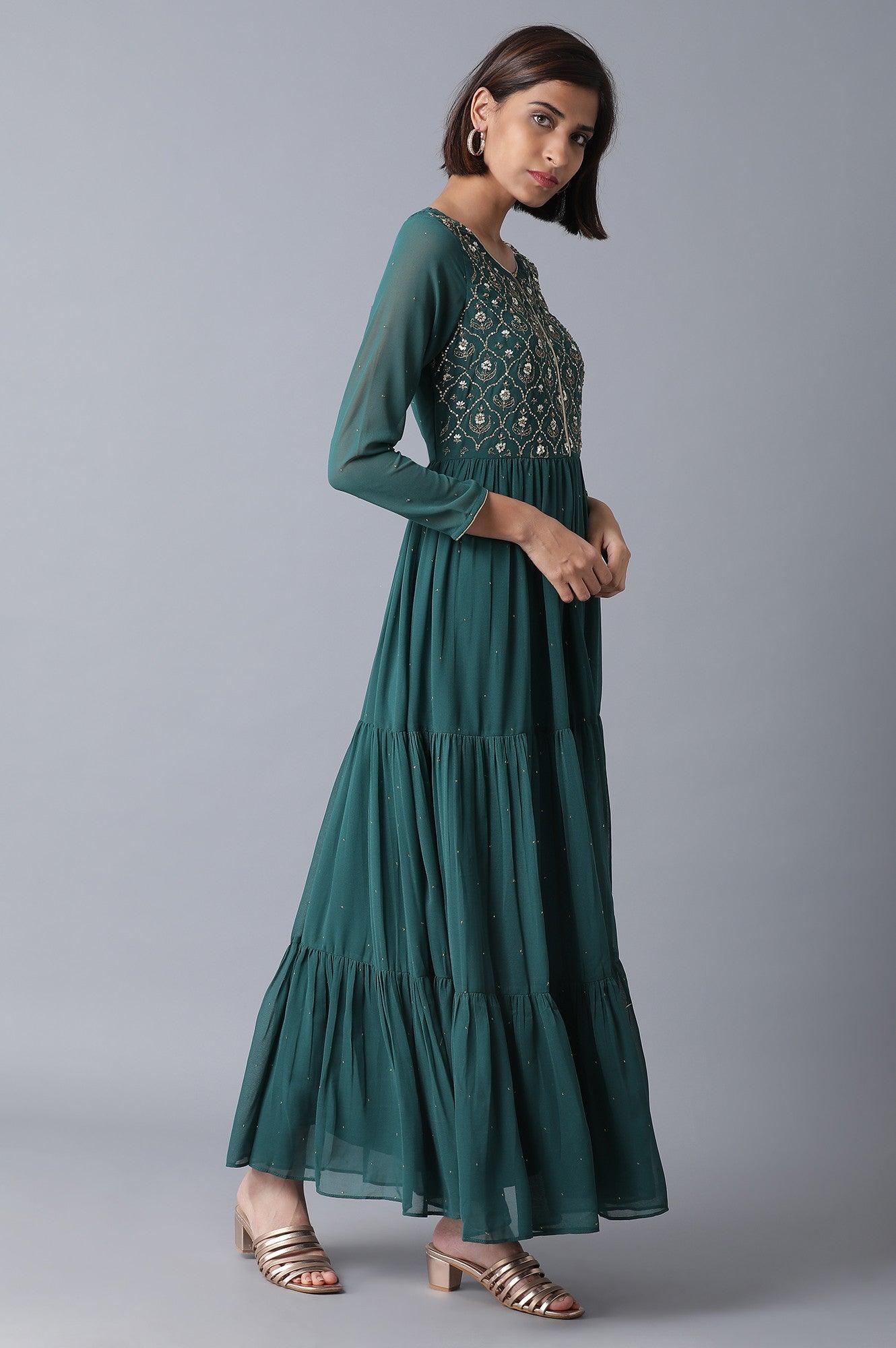 Green Tiered Dress - wforwoman