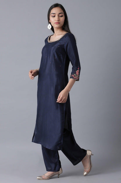 Navy Blue Classic kurta - wforwoman