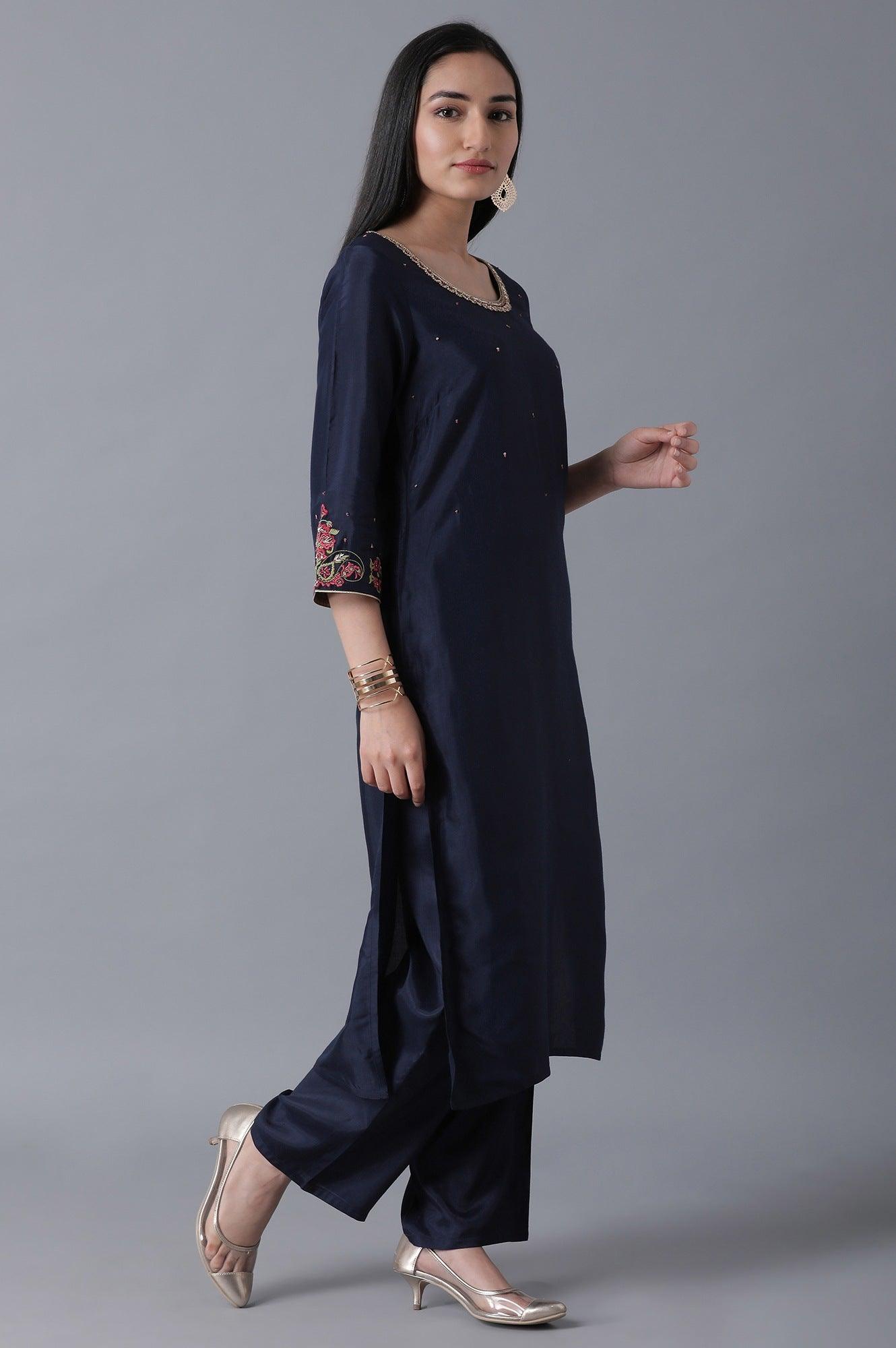 Navy Blue Classic kurta - wforwoman