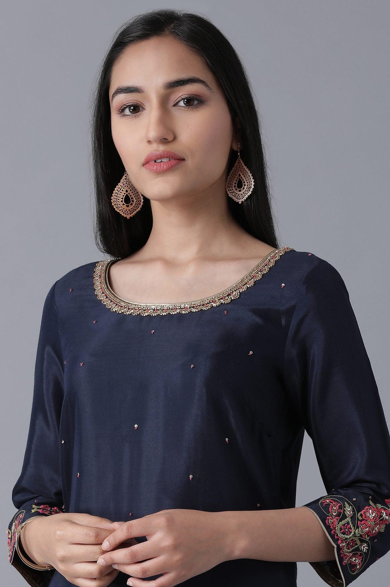 Navy Blue Classic kurta - wforwoman