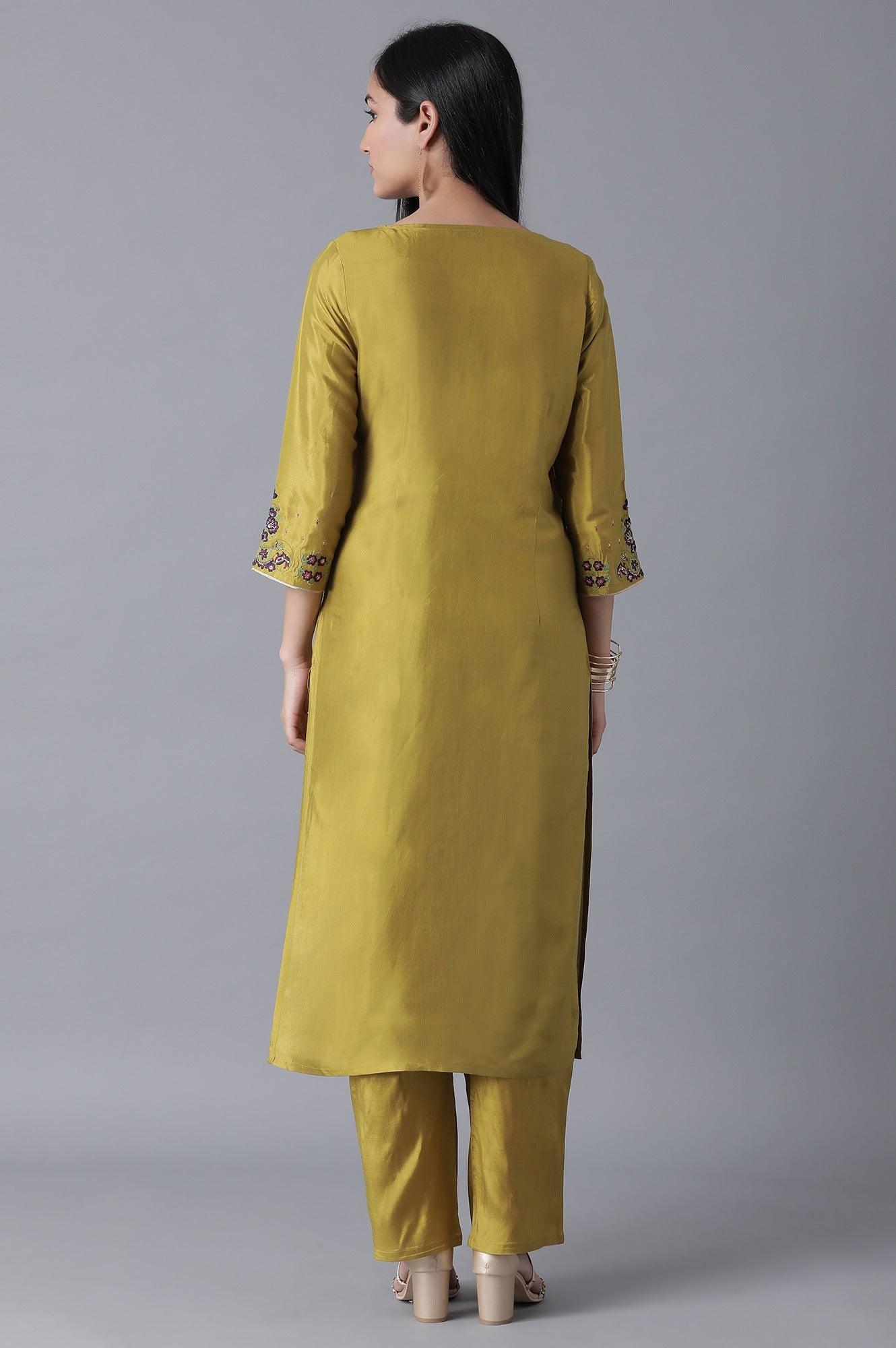 Olive Green Classic kurta - wforwoman