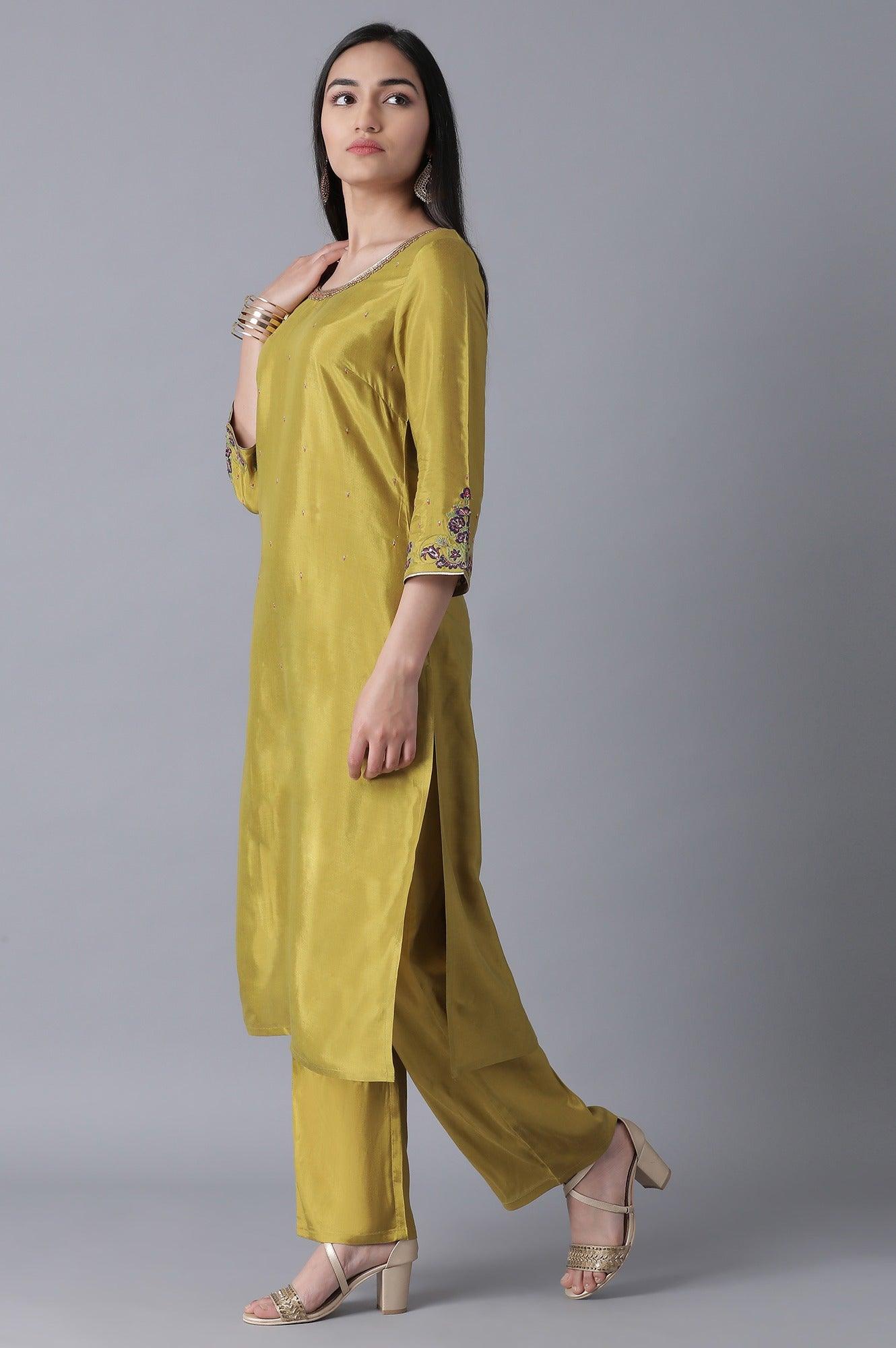 Olive Green Classic kurta - wforwoman