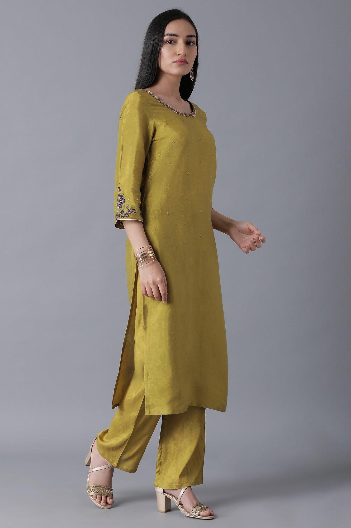 Olive Green Classic kurta - wforwoman