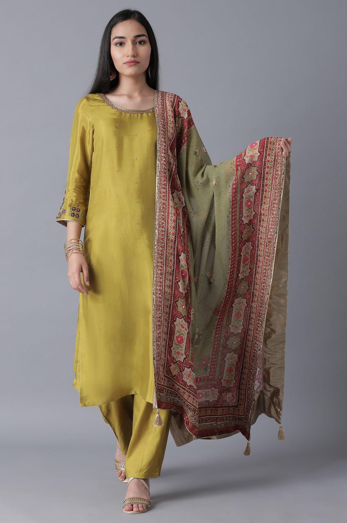 Olive Green Classic kurta - wforwoman