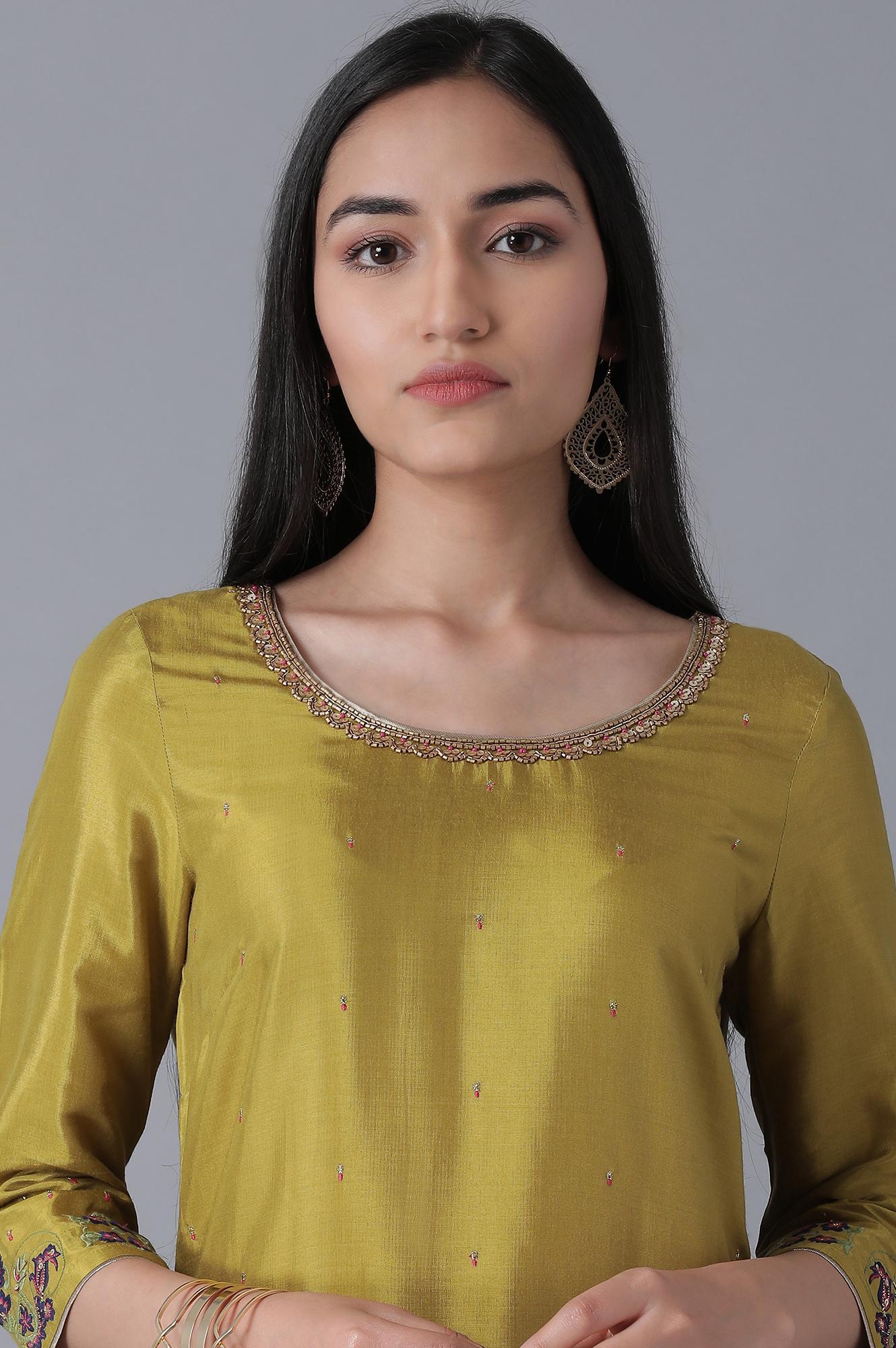 Olive Green Classic kurta - wforwoman