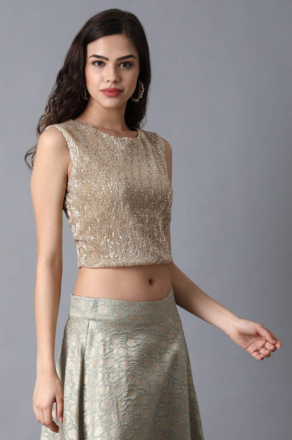 Gold Round Neck Crop Top - wforwoman