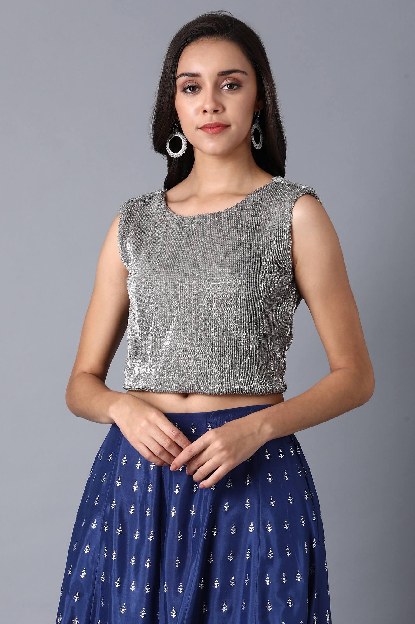 Silver Sequined Top - wforwoman