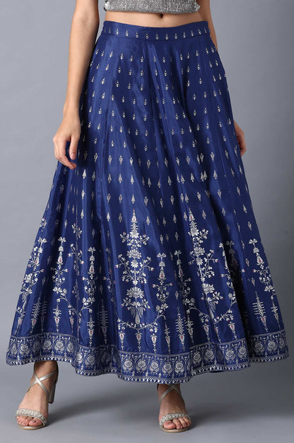 Navy Blue Panelled Skirt