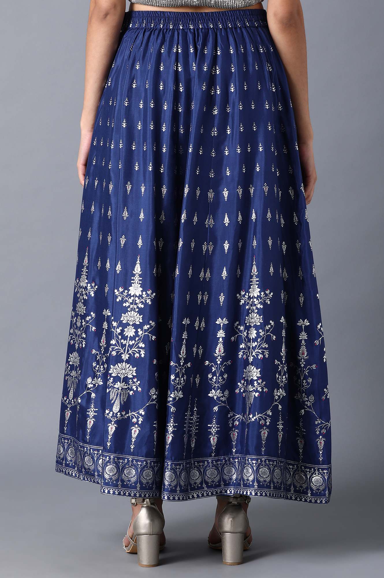 Navy Blue Panelled Skirt