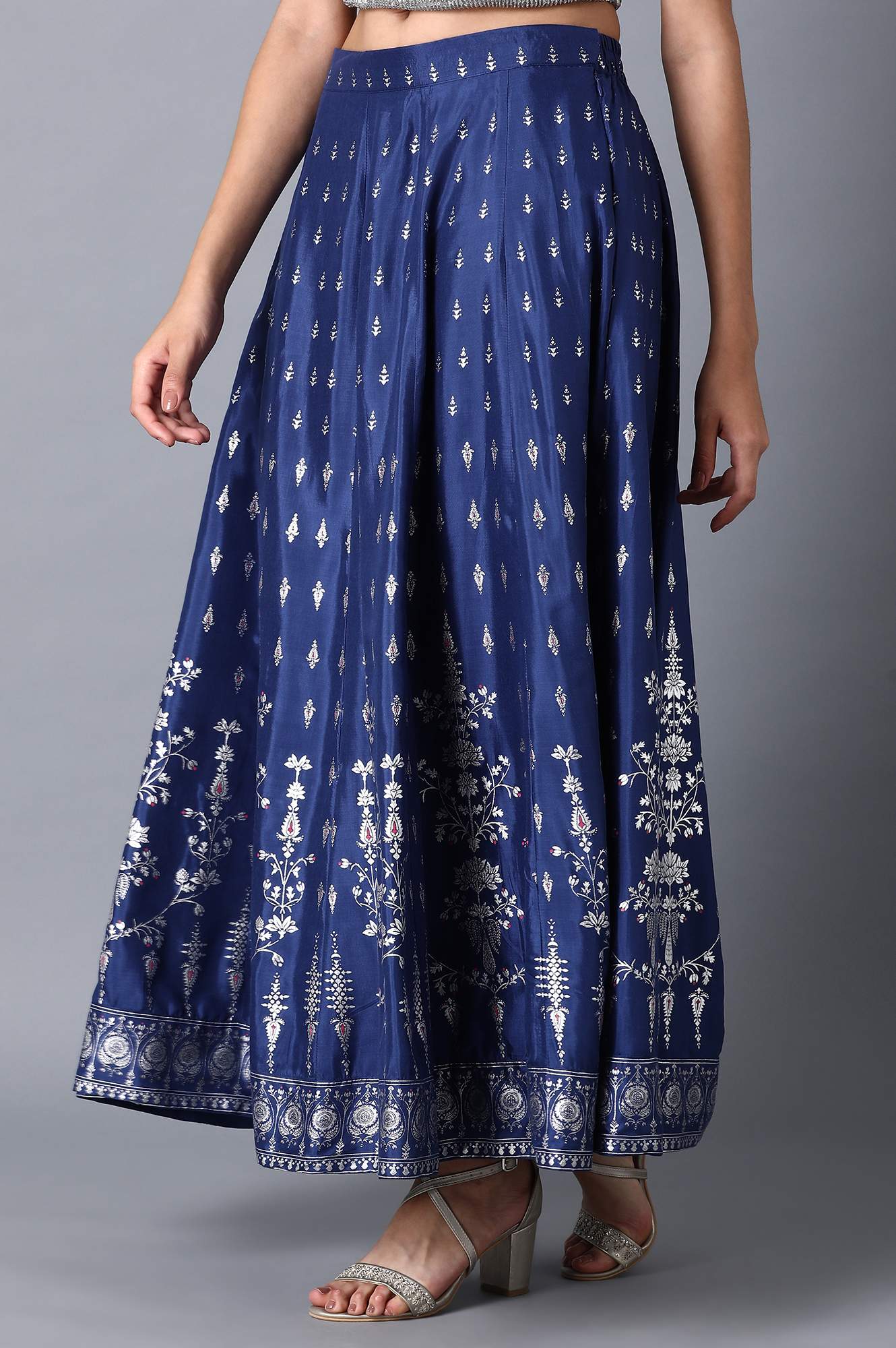 Navy Blue Panelled Skirt