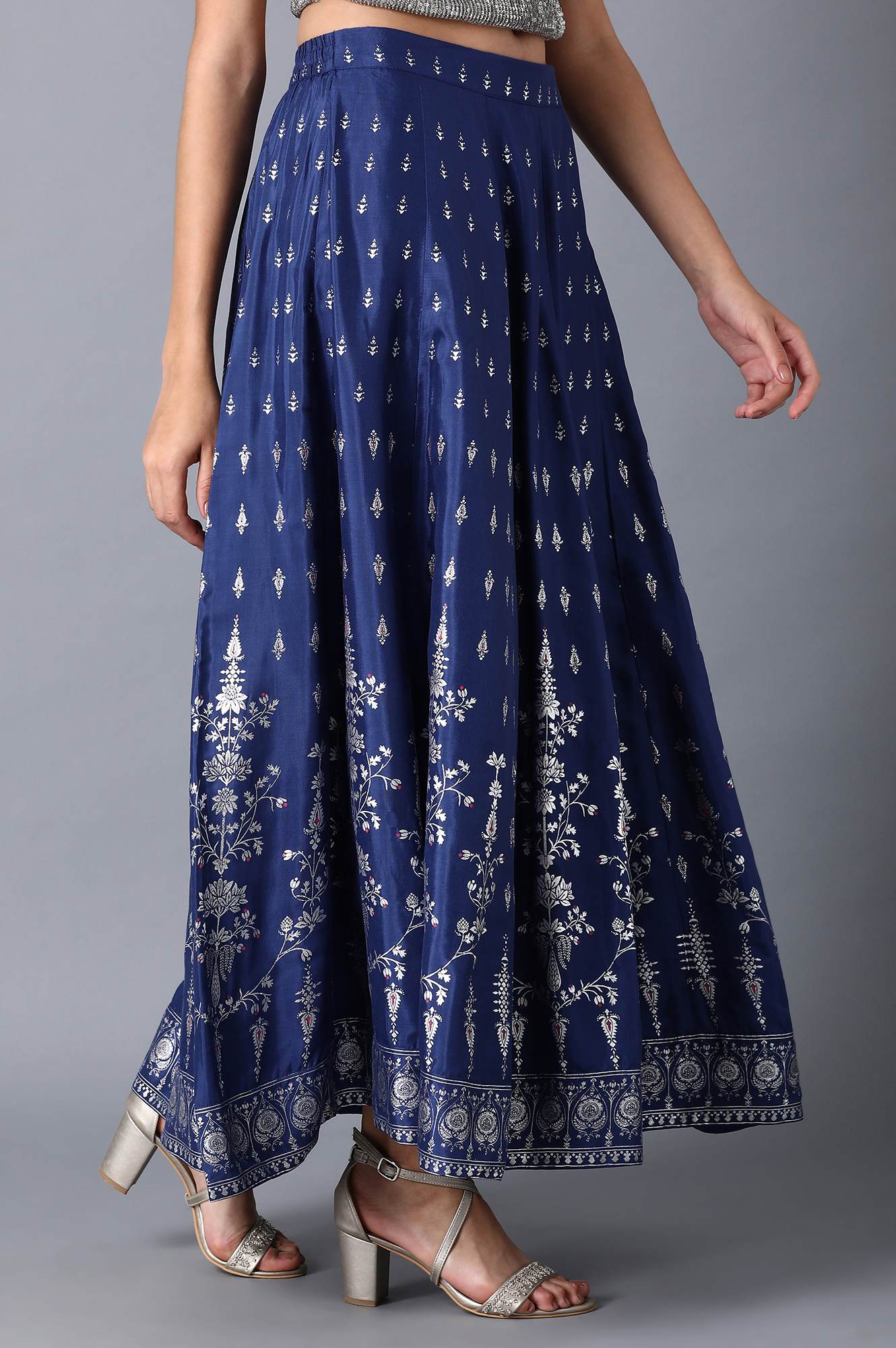 Navy Blue Panelled Skirt