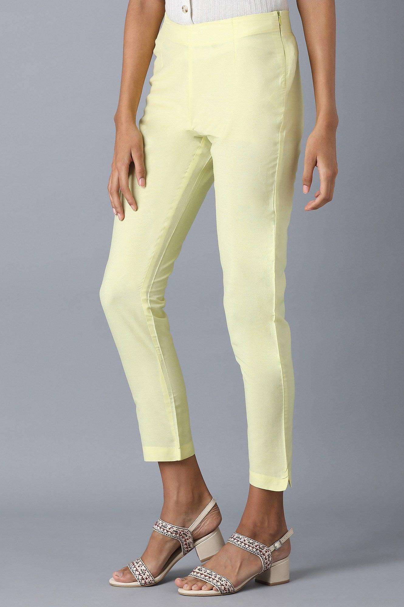 Pale Yellow Slim Pants - wforwoman