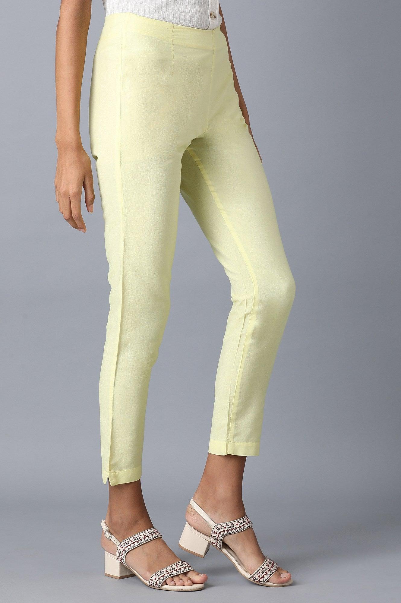 Pale Yellow Slim Pants - wforwoman