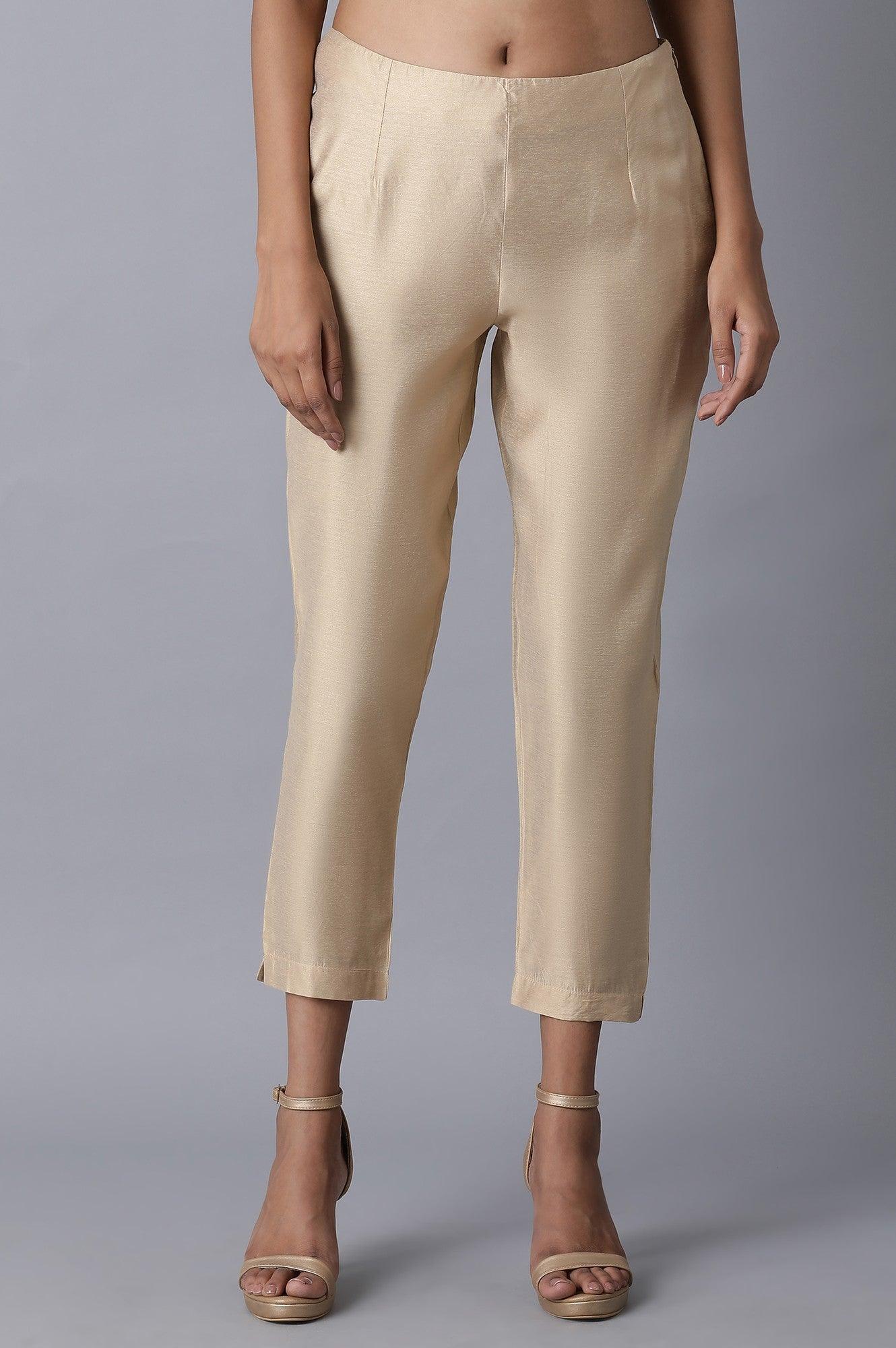 Light Gold Slim Pants - wforwoman