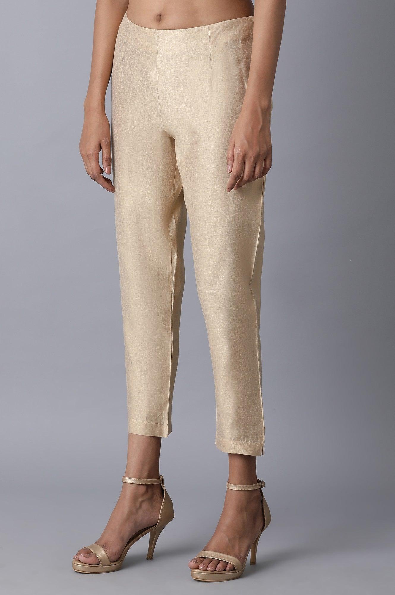 Light Gold Slim Pants - wforwoman