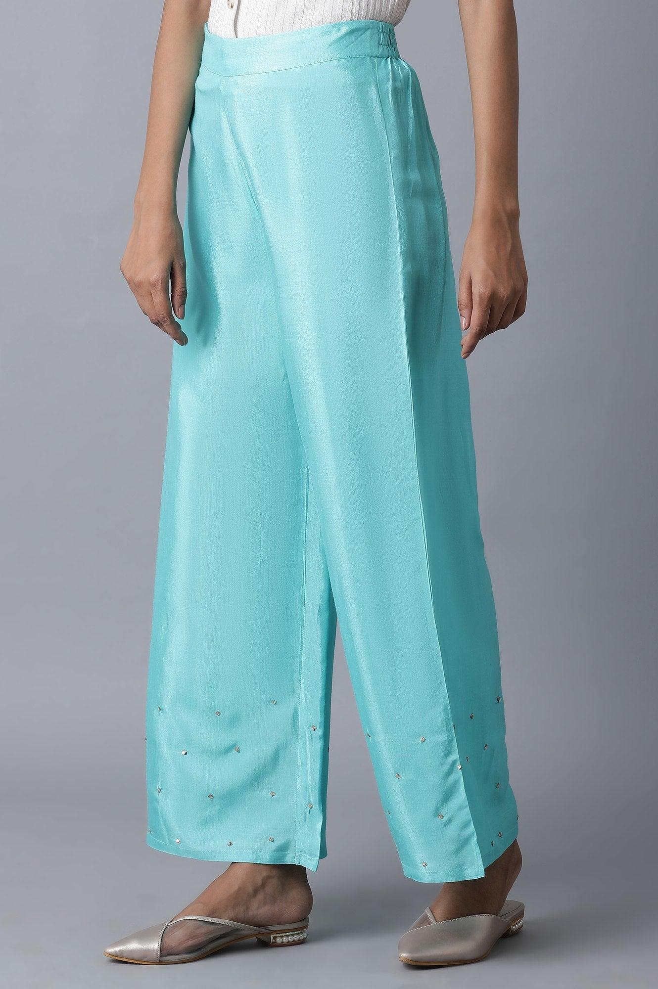 Turquoise Parallel Pants - wforwoman