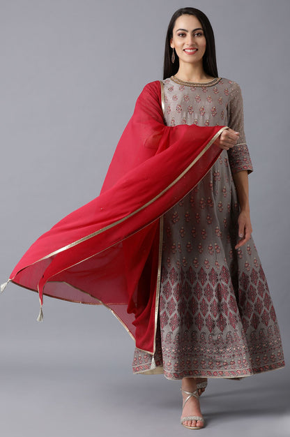 Maroon Embellished Dupatta