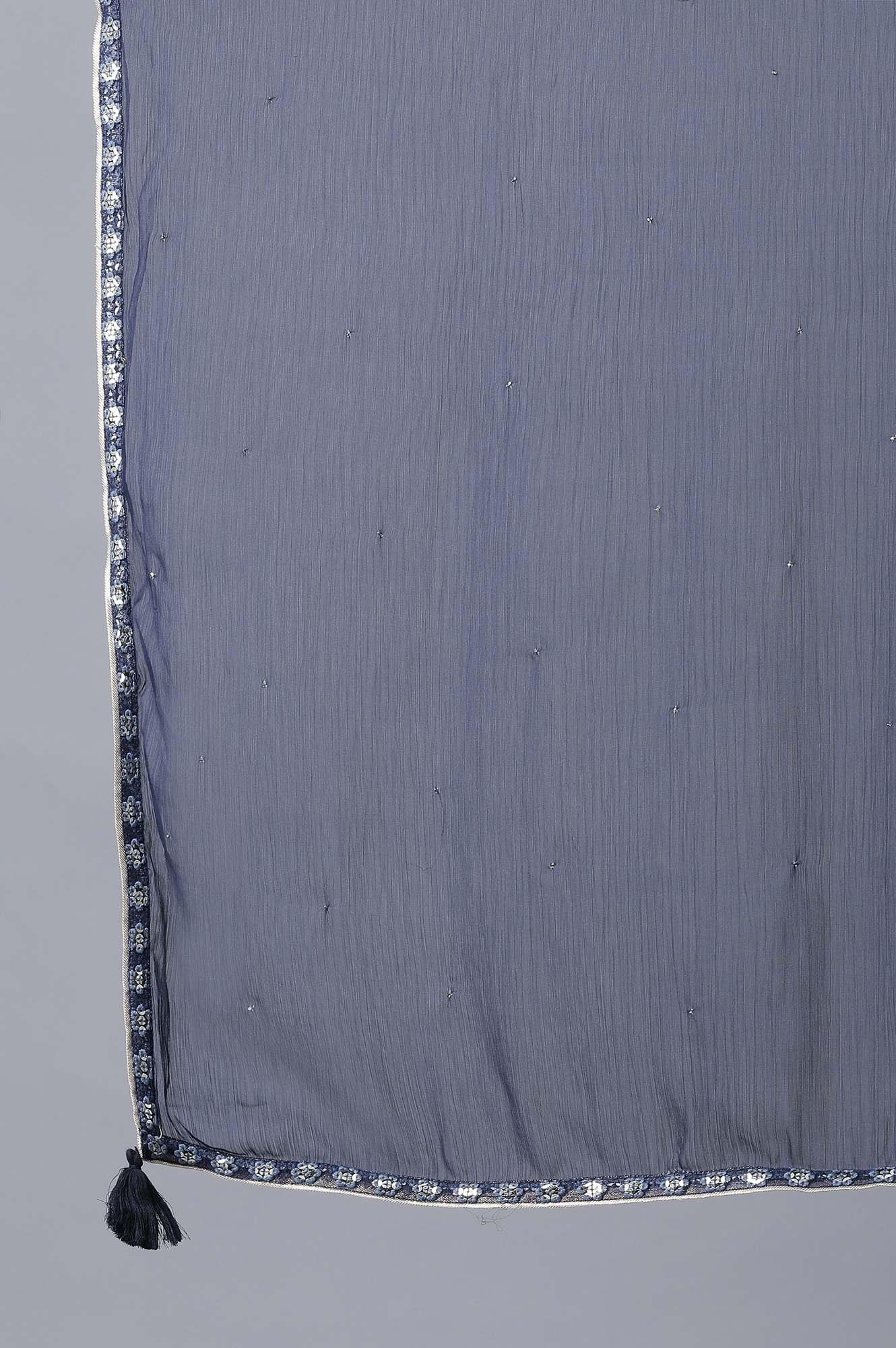 Blue Flared kurta-Pants-Drape Set - wforwoman
