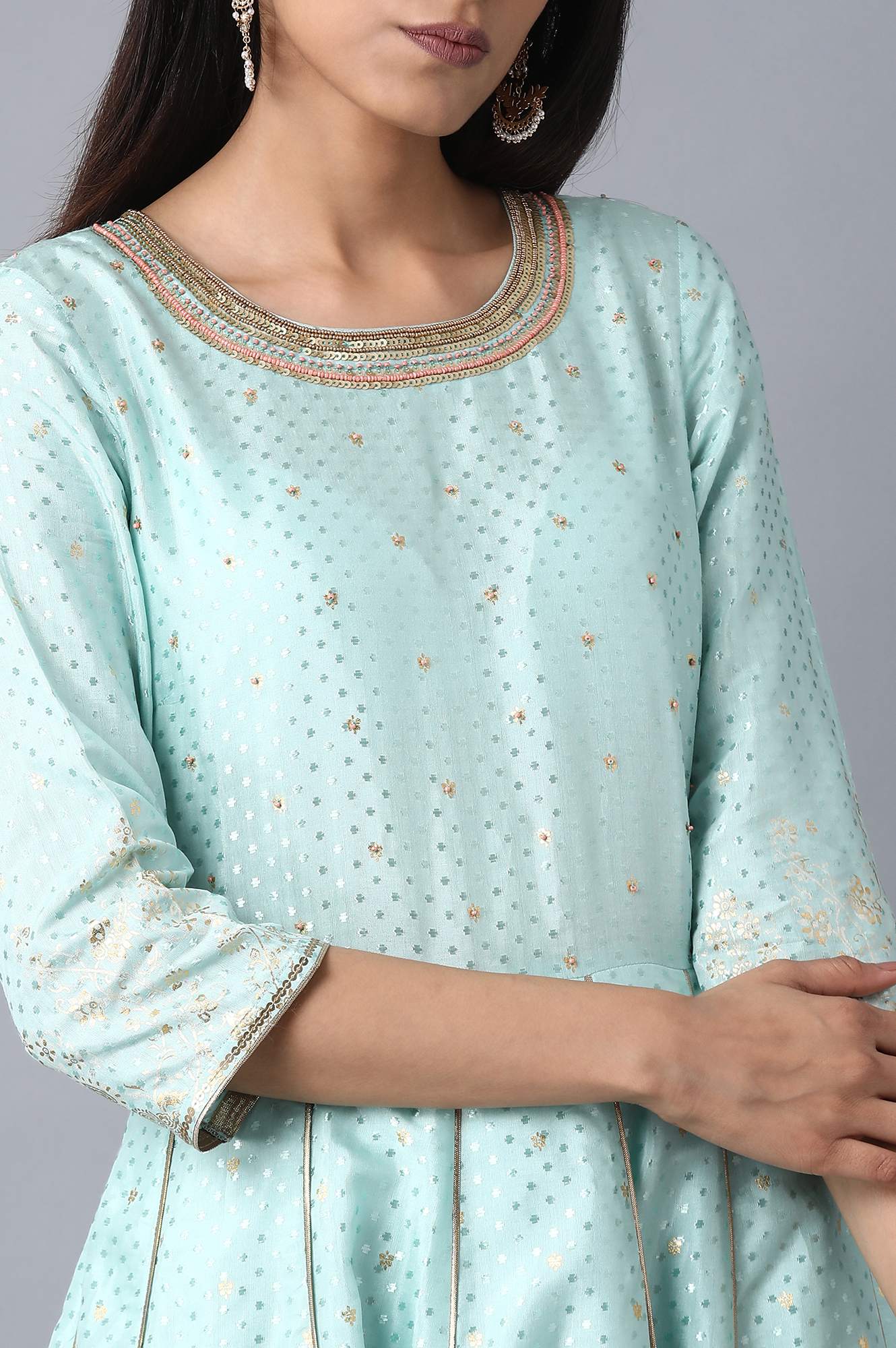 Green Round Neck kurta Set