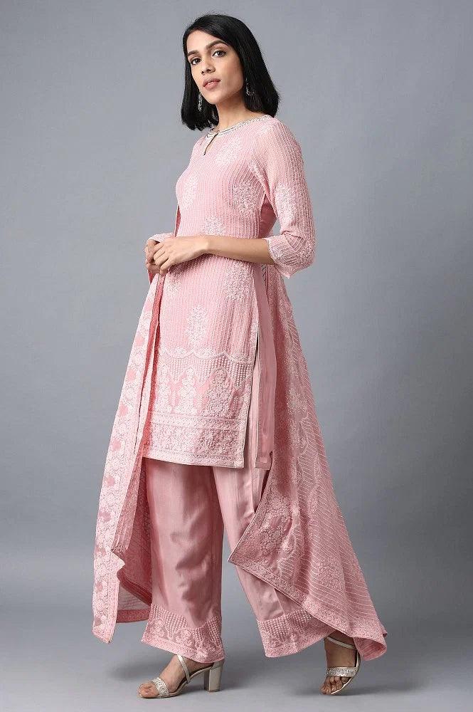 Pink Round Neck kurta Set - wforwoman