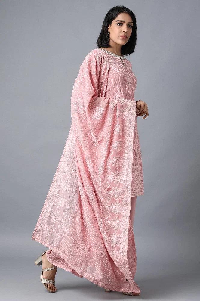 Pink Round Neck kurta Set - wforwoman