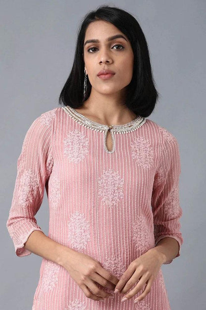 Pink Round Neck kurta Set - wforwoman