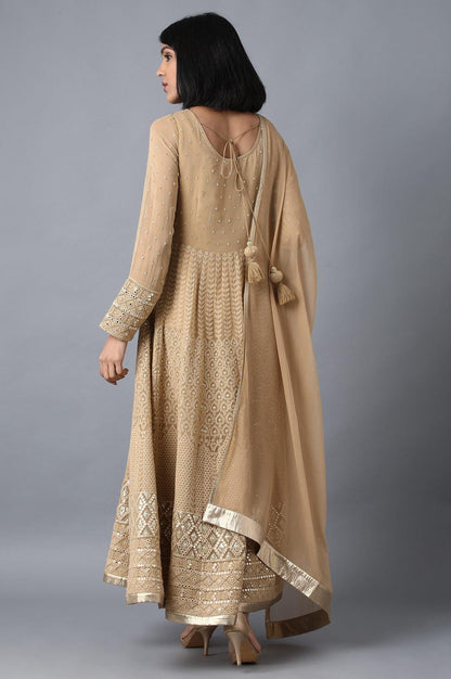 Golden Round Neck kurta Set - wforwoman