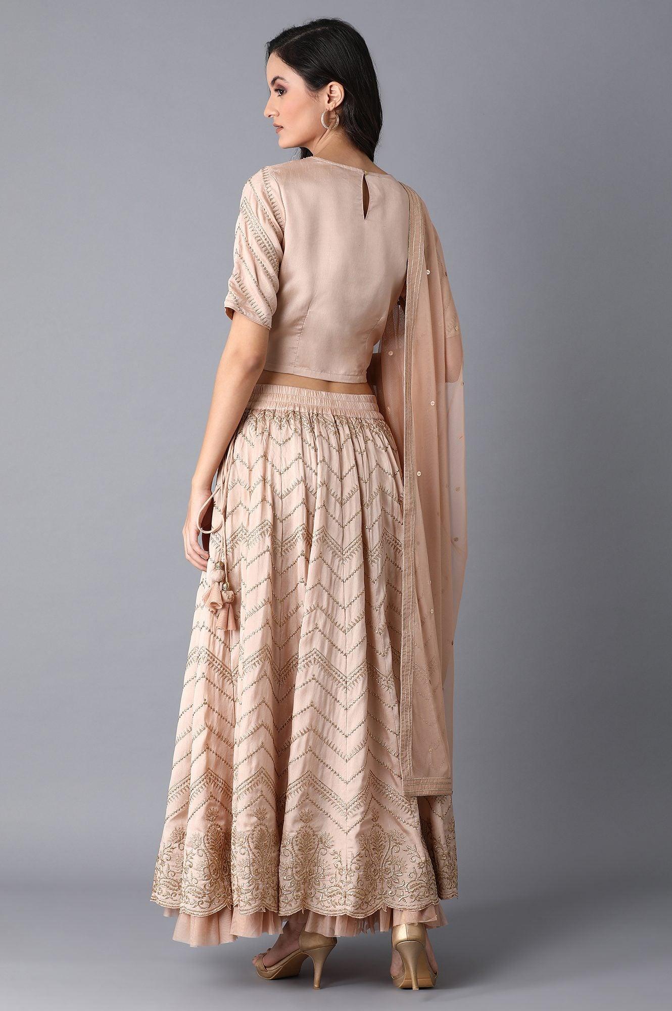 Mauve Top-Skirt-Drape Set - wforwoman