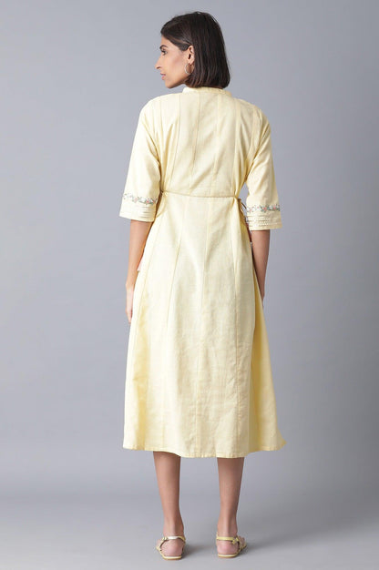 Pale Yellow Embroidered Dress - wforwoman